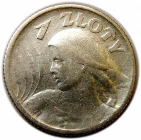 Obrazek dla: 1 złoty 1924 II RP Kobieta z kłosami Paryż 