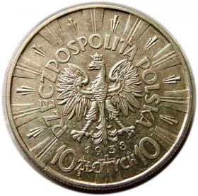 Obrazek 2 dla: 10 złotych 1938 Józef Piłsudski II RP