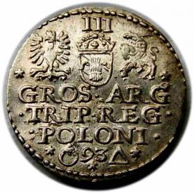 Obrazek 2 dla: Trojak 1593 Zygmunt III Waza Malbork
