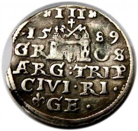 Obrazek 2 dla: Trojak 1589 Zygmunt III Waza Ryga