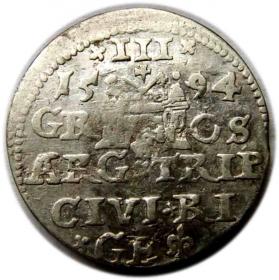 Obrazek 2 dla: Trojak 1594 Zygmunt III Waza Ryga
