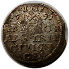 Obrazek 2 dla: Trojak 1595 Zygmunt III Waza Ryga