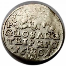Obrazek 2 dla: Trojak 1601 Zygmunt III Waza Poznań