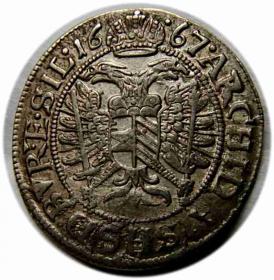 Obrazek 2 dla: 3 krajcary 1667 Leopold I Wrocław