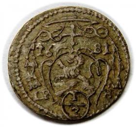 Obrazek dla: 1/2 krajcary 1671 Fryderyk Heski Księstwo Nyskie Biskupów Wrocławskich Nysa