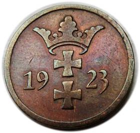 Obrazek 2 dla: 2 fenigi 1923 Wolne Miasto Gdańsk Berlin