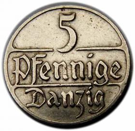 Obrazek dla: 5 fenigów 1923 Wolne Miasto Gdańsk Berlin