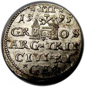 Obrazek 2 dla: Trojak 1595 Zygmunt III Waza Ryga