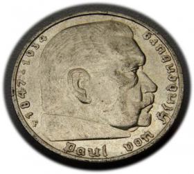Obrazek dla: 5 marek 1936 F Paul von Hindenburg / orzeł pruski Stuttgart