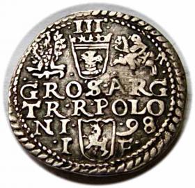 Obrazek 2 dla: Trojak 1598 Zygmunt III Waza Olkusz