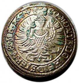 Obrazek 2 dla: 6 krajcarów 1674 Sylwiusz Fryderyk Witemberski Księstwo Oleśnickie Oleśnica