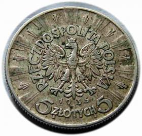 Obrazek 2 dla: 5 złotych 1935 Józef Piłsudski