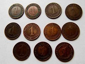 Obrazek dla: Zestaw reichspfennig i rentenpfennig 11 sztuk Niemcy