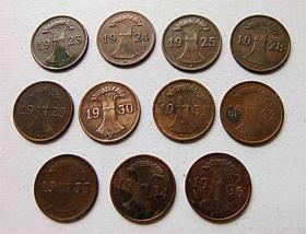 Obrazek 2 dla: Zestaw reichspfennig i rentenpfennig 11 sztuk Niemcy