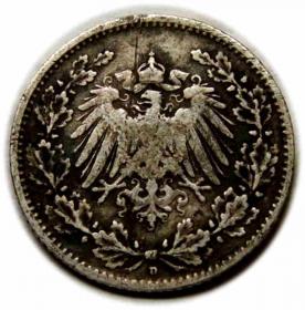 Obrazek 2 dla: 1/2 marki 1906 Wilhelm II Hohenzollern Niemcy Monachium