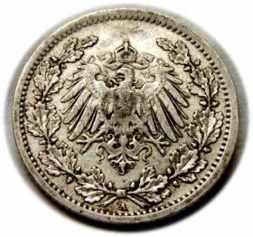 Obrazek 2 dla: 1/2 marki 1907 Wilhelm II Hohenzollern Niemcy Berlin