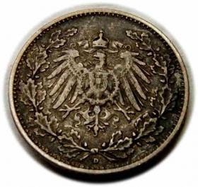 Obrazek 2 dla: 1/2 marki 1907 Wilhelm II Hohenzollern Niemcy Monachium