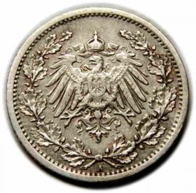 Obrazek 2 dla: 1/2 marki 1909 Wilhelm II Hohenzollern Niemcy Berlin