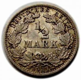 Obrazek dla: 1/2 marki 1911 Wilhelm II Hohenzollern Niemcy Karlsruhe