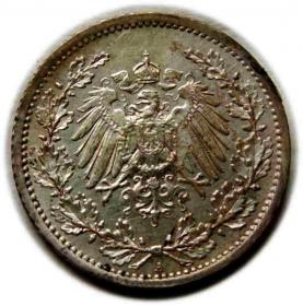 Obrazek 2 dla: 1/2 marki 1914 Wilhelm II Hohenzollern Niemcy Berlin