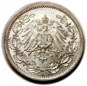 Obrazek 2 dla: 1/2 marki 1914 Wilhelm II Hohenzollern Niemcy Berlin