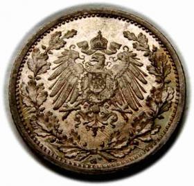 Obrazek 2 dla: 1/2 marki 1916 Wilhelm II Hohenzollern Niemcy Berlin
