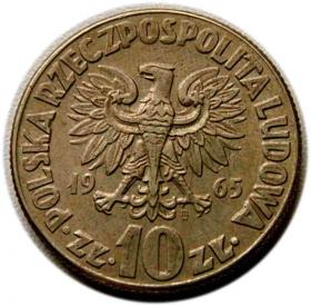 Obrazek 2 dla: 10 złotych 1965 Mikołaj Kopernik PRL