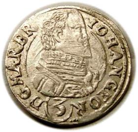 Obrazek dla: 3 krajcary 1618 Jan Jerzy Hohenzollern Księstwo Karniowskie Karniów