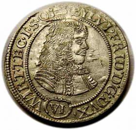 Obrazek dla: 6 krajcarów 1674 Sylwiusz Fryderyk Witemberski Śląsk Oleśnica