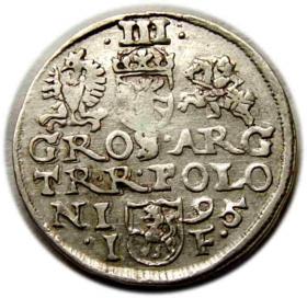 Obrazek 2 dla: Trojak 1595 Zygmunt III Waza Olkusz