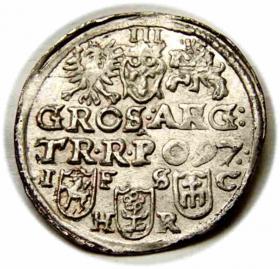 Obrazek 2 dla: Trojak 1597 Zygmunt III Waza Bydgoszcz