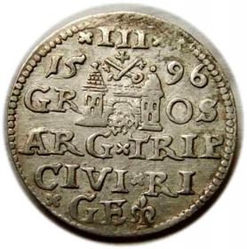 Obrazek 2 dla: Trojak 1596 Zygmunt III Waza Ryga