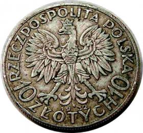Obrazek 2 dla: 10 złotych 1932 Głowa kobiety