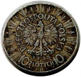 Obrazek 2 dla: 10 złotych 1935 Józef Piłsudski Warszawa