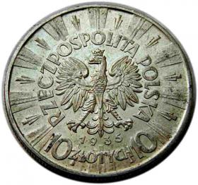 Obrazek 2 dla: 10 złotych 1935 Józef Piłsudski Warszawa