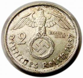 Obrazek 2 dla: 2 marki 1937 F Niemcy Stuttgart