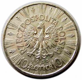 Obrazek 2 dla: 10 złotych 1935 Józef Piłsudski Warszawa