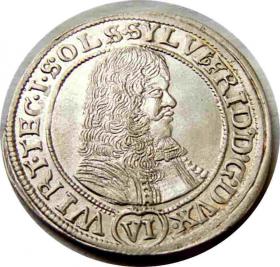 Obrazek dla: 6 krajcarów 1674 Sylwiusz Fryderyk Witemberski Księstwo Oleśnickie Oleśnica
