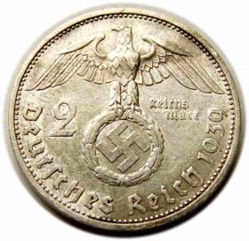 Obrazek 2 dla: 2 marki 1939 Niemcy Stuttgart