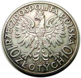 Obrazek 2 dla: 10 złotych 1932 Głowa Kobiety Londyn