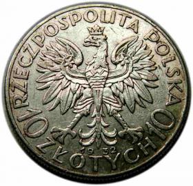 Obrazek 2 dla: 10 złotych 1932 Głowa Kobiety Warszawa