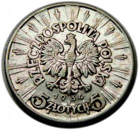Obrazek 2 dla: 5 złotych 1934 Józef Piłsudski II RP Warszawa
