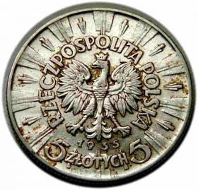 Obrazek 2 dla: 5 złotych 1935 Józef Piłsudski II RP Warszawa