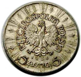Obrazek 2 dla: 5 złotych 1936 Józef Piłsudski II RP Warszawa