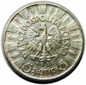 Obrazek 2 dla: 5 złotych 1936 Józef Piłsudski II RP Warszawa