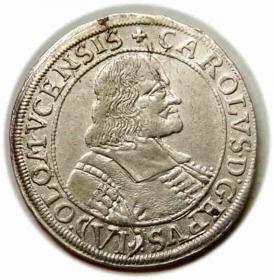 Obrazek dla: 6 krajcarów 1675 Karol II Lichtenstein Ołomuniec