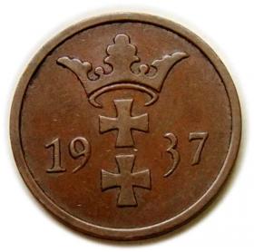 Obrazek 2 dla: 2 fenigi 1937 Wolne Miasto Gdańsk