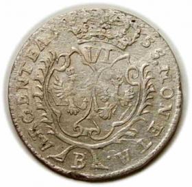 Obrazek 2 dla: Szóstak 1755 Fryderyk II Wielki Prusy Wrocław