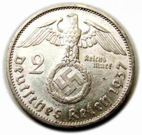 Obrazek 2 dla: 2 marki 1937 F Niemcy Stuttgart