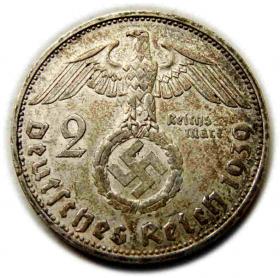 Obrazek 2 dla: 2 marki 1939 F Niemcy Stuttgart